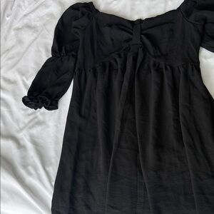 Elegant Black Puff Sleeve Dress